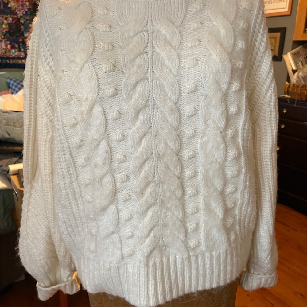 a new day Ivory Cable Knit Turtleneck Sweater